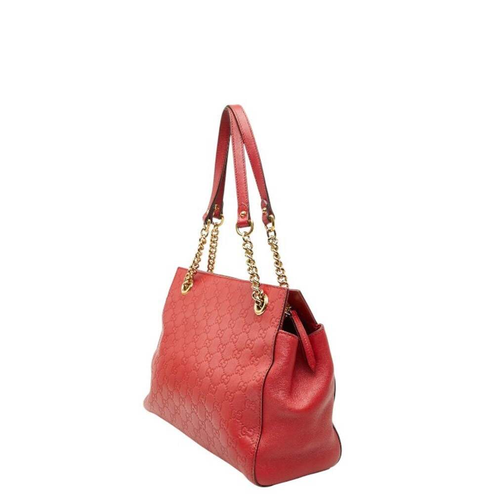 GUCCI Red Leather Tote Bag - Picture 2 of 12